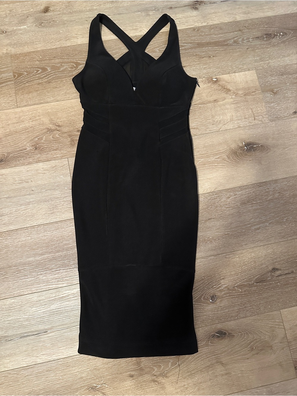 Honey and Rosie Black Cross-Back Midi Dress